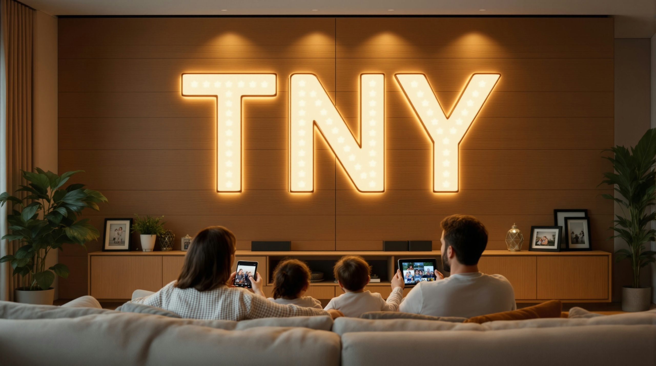 Family watching in cozy room