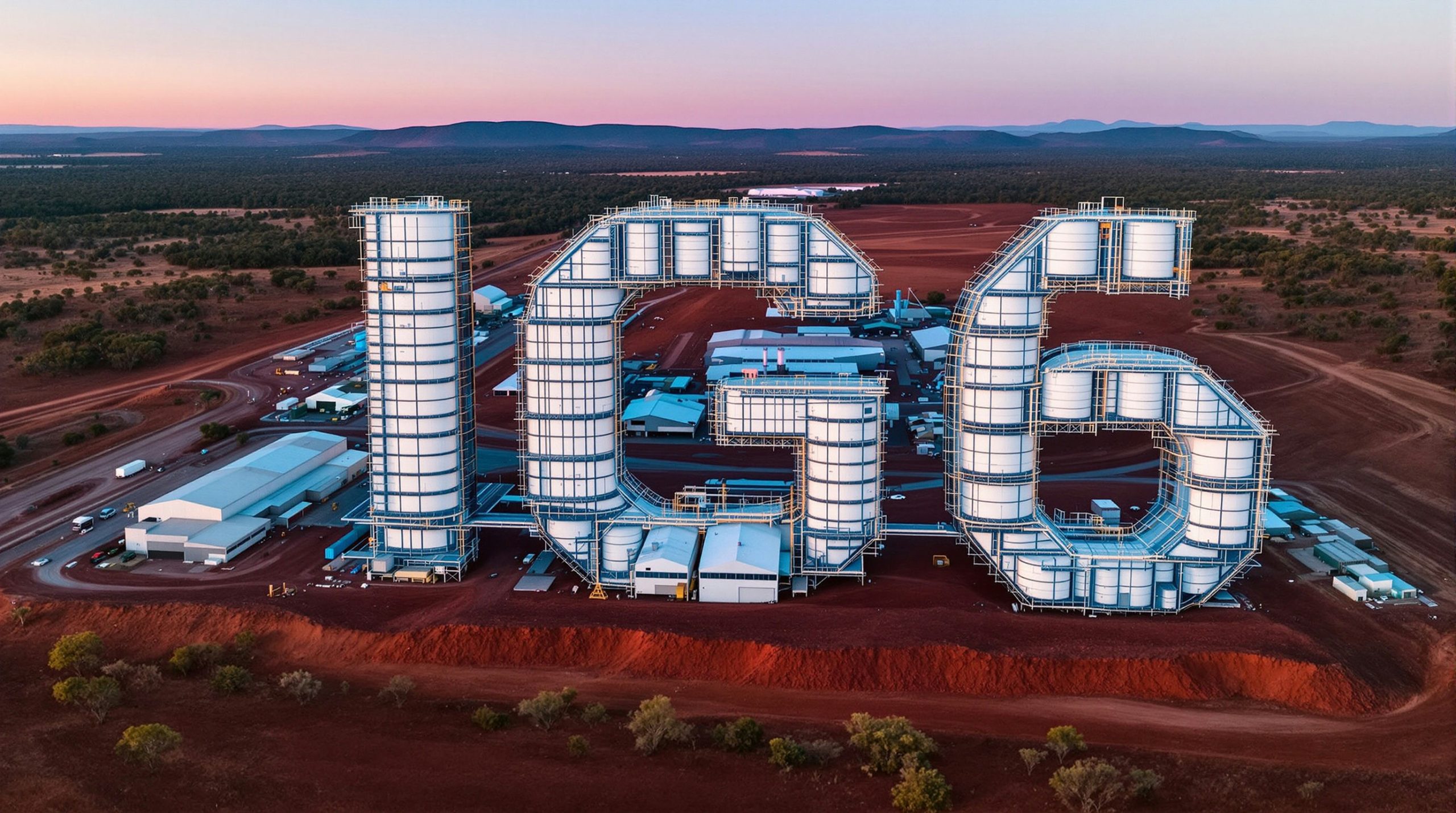 Aerial view of silos