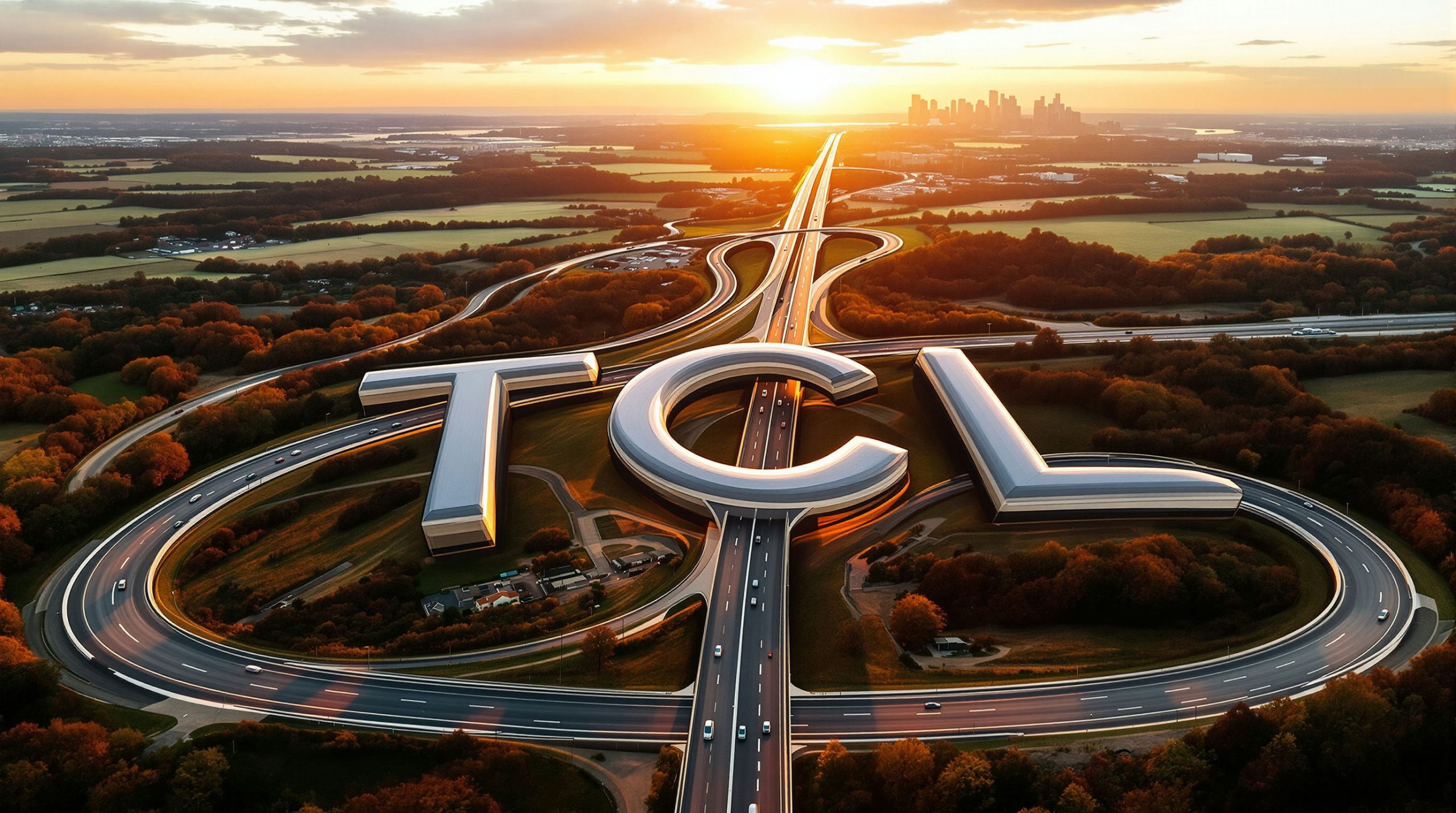 Roads forming TCL letters