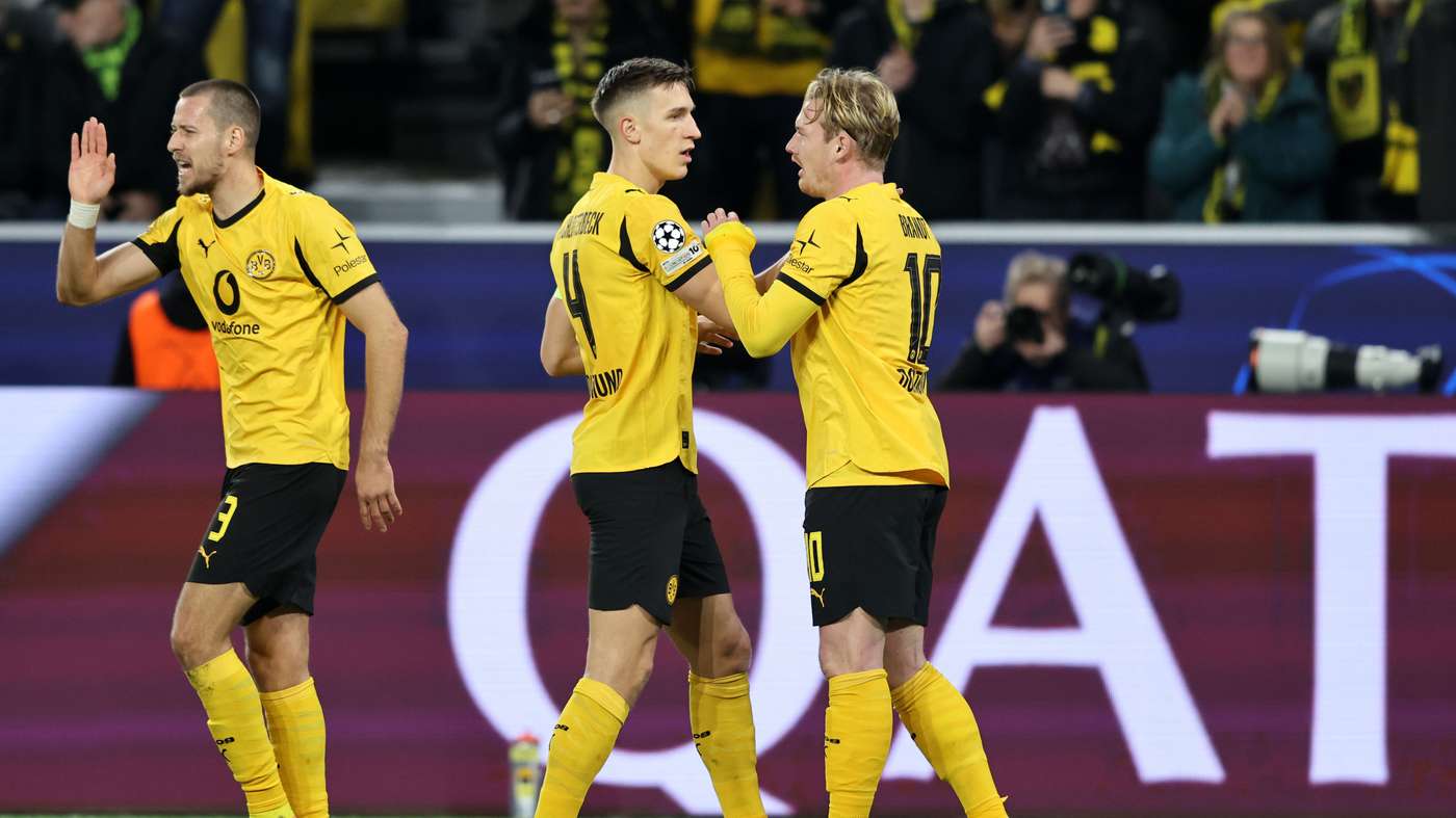 Photo de Nico Schlotterbeck et Karim Adimi lors du duel Dortmund – Bodø/Glimt en Ligue des Champions