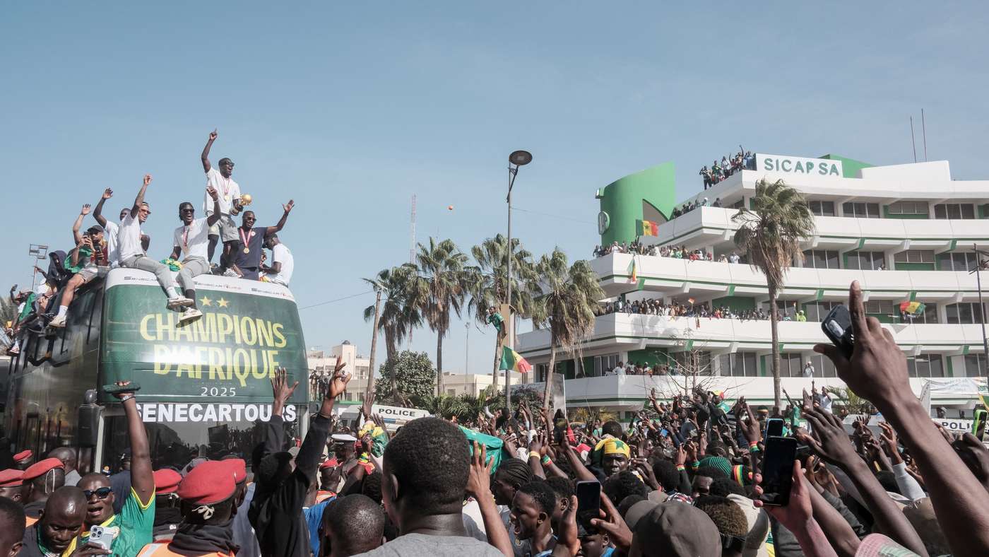 Parade du Sénégal après la victoire CAN face au Maroc à Dakar