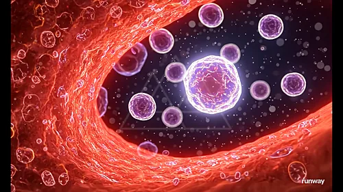 A micro view showing virus particles around a cell membrane — 8K royalty-free microscopic stock photo