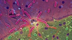 Color-enhanced micrograph of pathogenic rod-shaped bacteria in tissue — 8K royalty-free microscopic stock photo