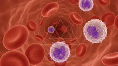 Illustration of blood with red blood cells and leukocytes (white blood cells) showing their nuclei — 8K royalty-free microscopic stock photo