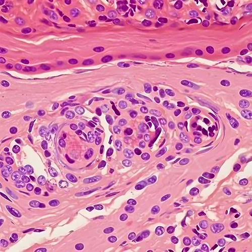Dermatopathology: squamous cell pathology of skin — 8K royalty-free microscopic stock photo