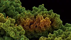 Colorized 3D rendering of clustered cellular structures in green and yellow hues — 8K royalty-free microscopic stock photo