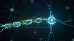 Blue neural network with glowing synapses connecting spherical nodes — 8K royalty-free microscopic stock photo