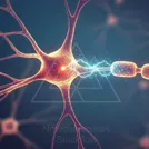 Illustration of a neuron transmitting an electrical signal along its axon — 8K royalty-free microscopic stock photo