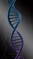 Close-up of a blue-to-purple DNA double helix strand — 8K royalty-free microscopic stock photo