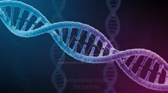 Close-up of a blue-to-pink DNA double helix — 8K royalty-free microscopic stock photo