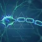 Glowing neuron with elongated axon and branching dendrites — 8K royalty-free microscopic stock photo
