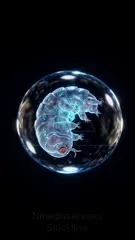 A microscopic tardigrade gracefully coils inside a translucent bubble, revealing its segmented body and glowing blue encrusted organs, capturing the surreal world of tiny biological creatures in vibrant, otherworldly detail — 4K royalty-free microscopic stock footage