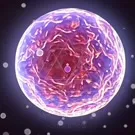 Entering a micro cell universe: vivid swirling cytoplasm around a glowing nucleus reveals a dynamic, immersive internal world — 2K royalty-free microscopic stock footage