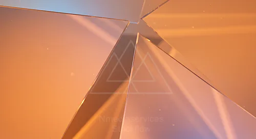 Abstract geometric shapes with warm lighting and reflections — 8K royalty-free background stock photo