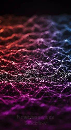 Abstract network of connected lines and nodes in vibrant colors — 8K royalty-free background stock photo