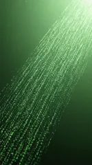 Abstract green background with flowing binary code — 8K royalty-free background stock photo