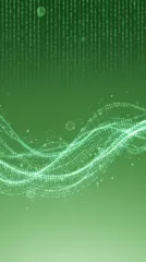 Abstract green digital background with binary code and flowing lines — 8K royalty-free background stock photo