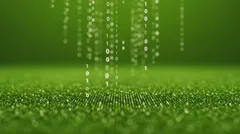 Abstract representation of binary code raining down on a green background — 8K royalty-free background stock photo
