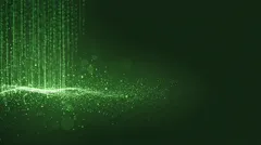 Abstract green background with binary code and glowing particles — 8K royalty-free background stock photo