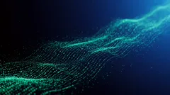 Abstract digital wave with glowing particles on a dark background — 8K royalty-free background stock photo
