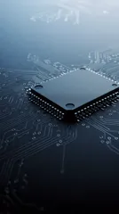 Close-up of a black microchip on a circuit board — 8K royalty-free background stock photo