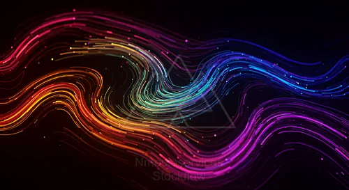 Abstract colorful wave patterns with glowing lines on a dark background — 8K royalty-free background stock photo