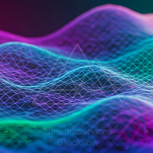 Abstract representation of waves with colorful grid patterns — 8K royalty-free background stock photo