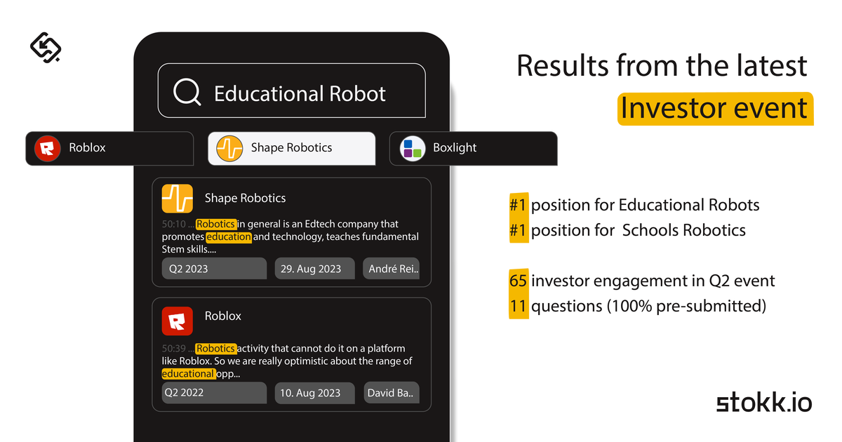 Shape Robotics investor event results