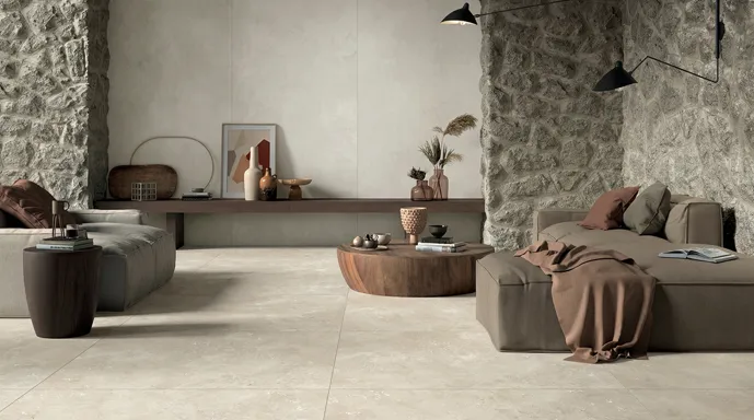 קרמיקה גדולה במידה 120/120 ס"מ בסגנון אבן איטלקי ממודנה