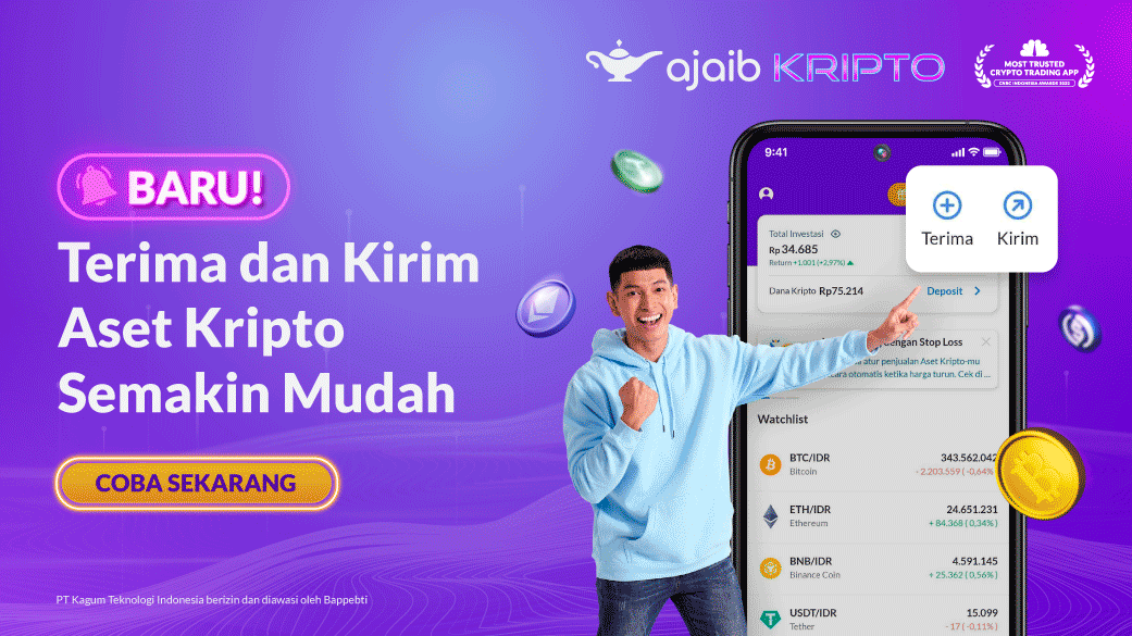 Fitur kirim dan terima aset kripto