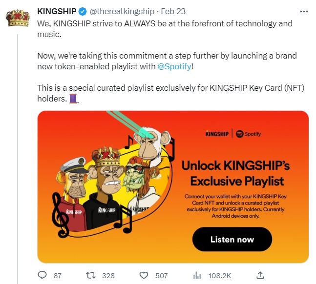 KINGSHIP Spotify NFT