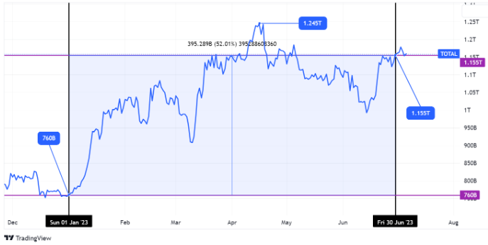 total market cap semester I 2023