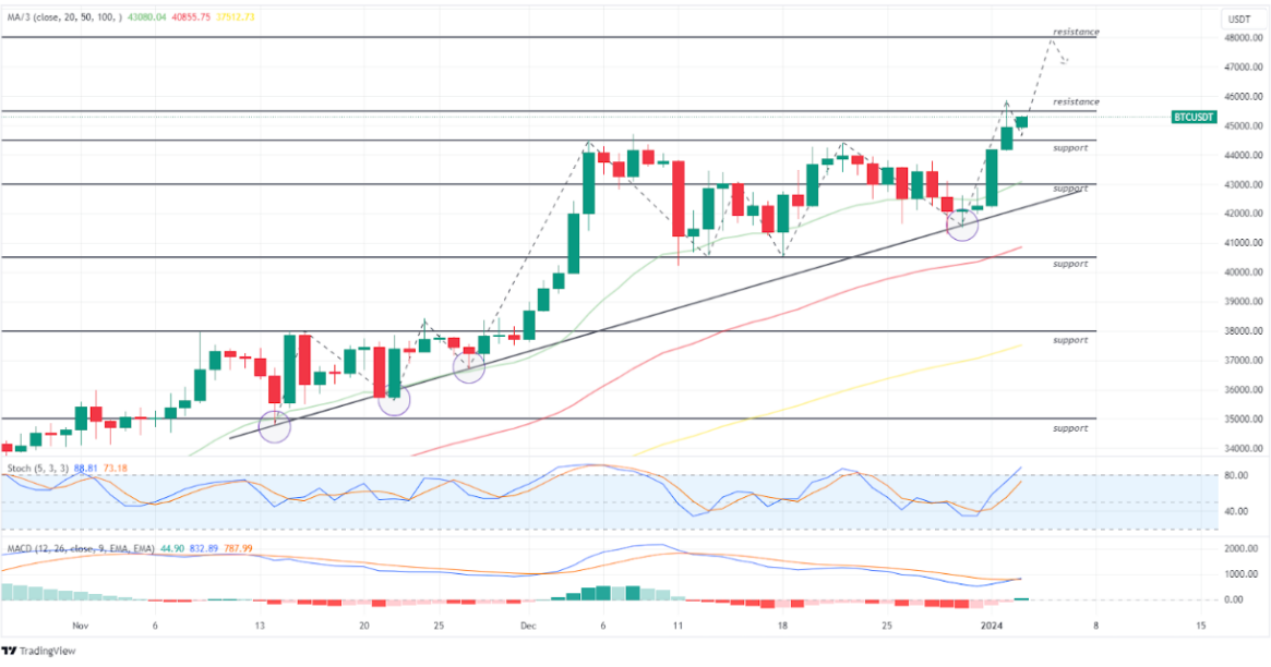 Tren Harga Bitcoin 3 januari 2024