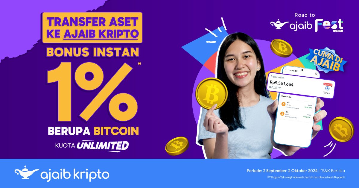 Transfer kripto ke Ajaib Kripto, dapat bonus bitcoin