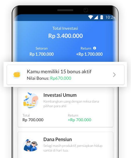 Tampilan baru bonus di aplikasi Ajaib investasi