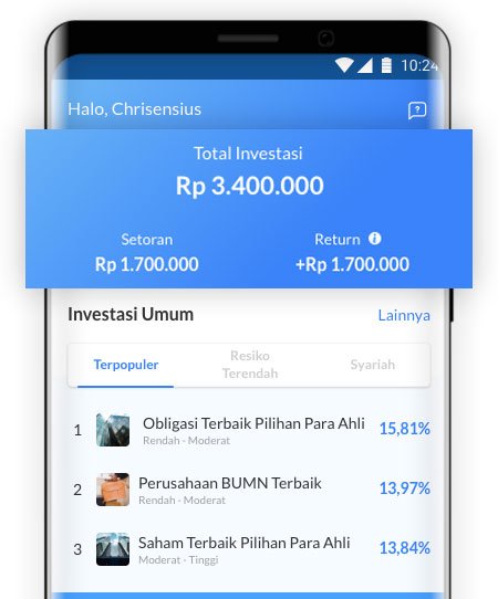 Tampilan aplikasi Ajaib investasi, setelah dilakukan rekalkulasi