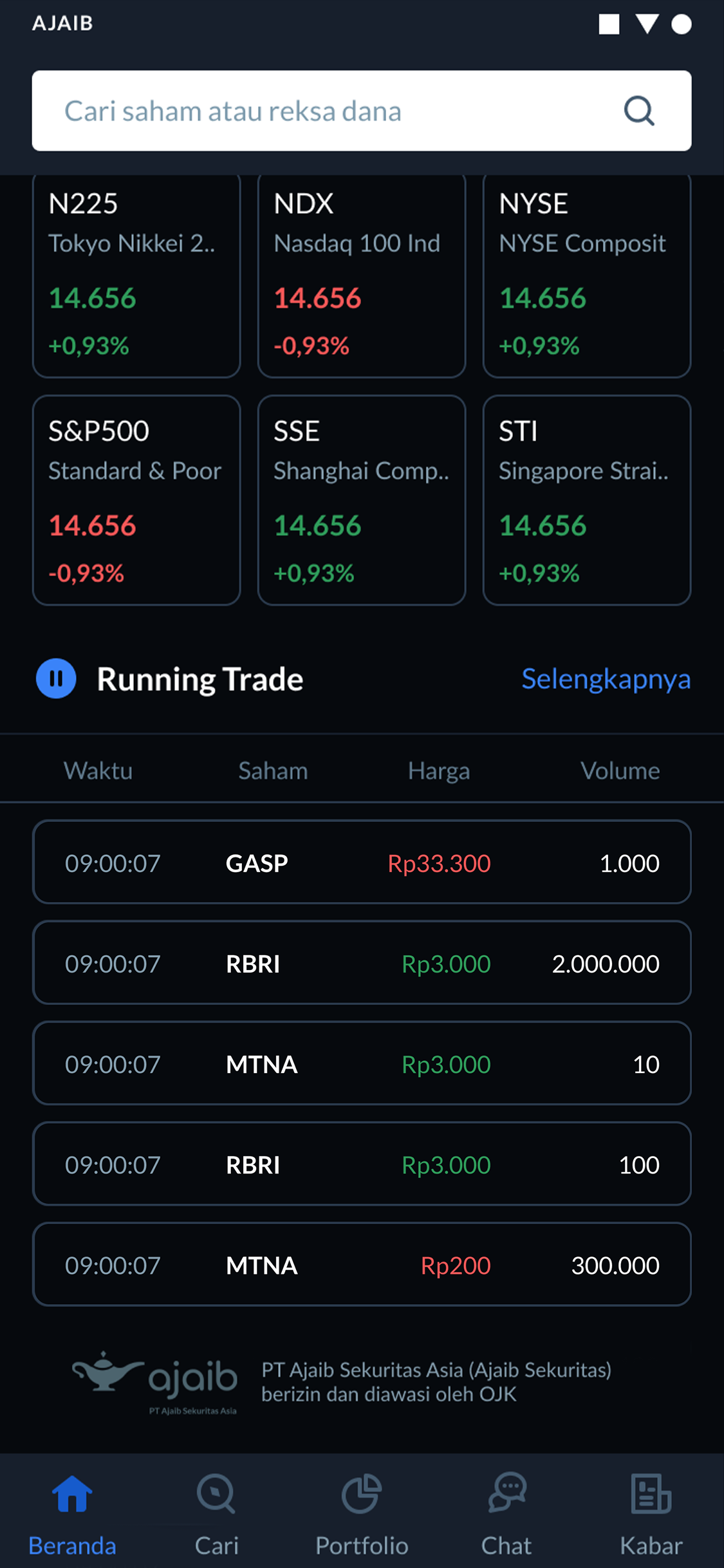 running trade di aplikasi ajaib