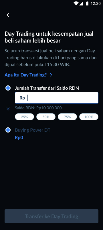 Contoh cara deposit ke akun Day trading