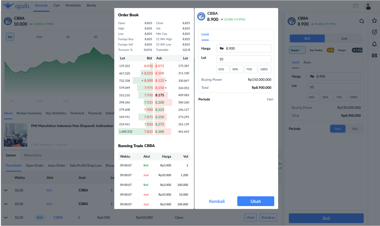 Cara mengubah order di Ajaib desktop