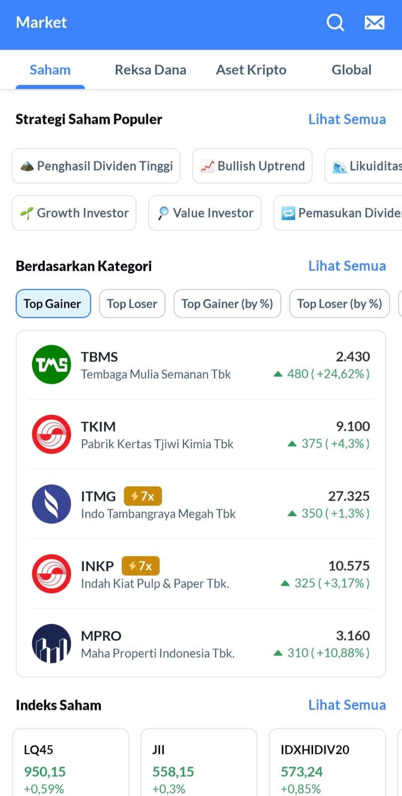 cari saham - Aplikasi Ajaib