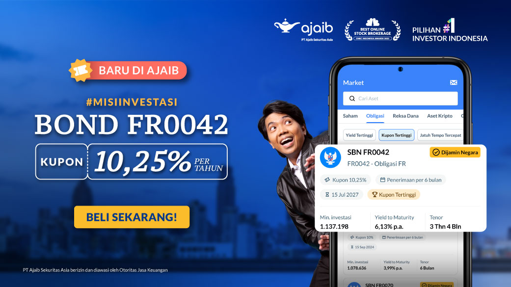 Obligasi FR0042 kupon lebih tinggi 10.25% kini tersedia di Ajaib