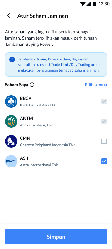 Collateral exclusion XTRA Trade Limit Ajaib