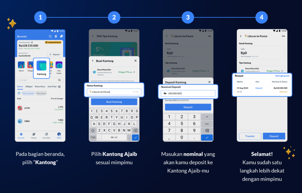 cara deposit di kantong ajaib