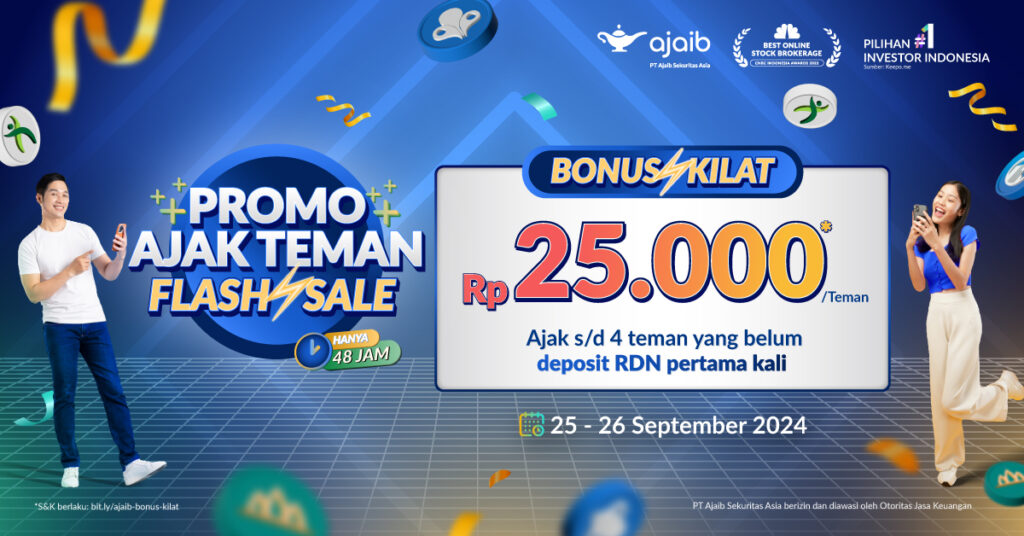 flash sale ajak teman bonus kilat Rp25.000 Ajaib sekuritas