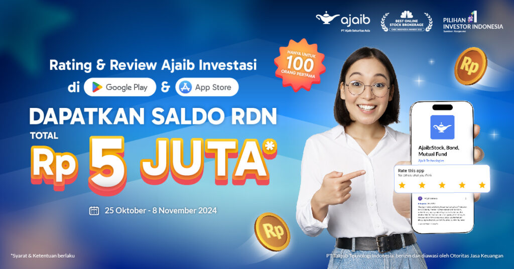 Rating & review Ajaib Sekuritas di Play Store & App Store Dapat Hadiah