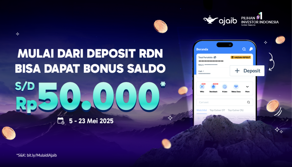 Mulai dari Deposit RDN Bisa Dapat Bonus Saldo sd Rp50.000