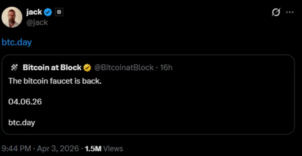 Jack Dorsey Hidupkan Kembali Era "Bitcoin Gratis": Faucet Berhadiah $1 Juta Resmi Kembali!