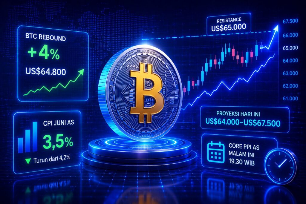 Bitcoin (BTC) Terbaru: CPI AS Melandai, Bitcoin Rebound 4% ke US$65.000