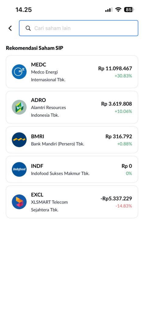 Pilih saham dengan fitur SIP Ajaib