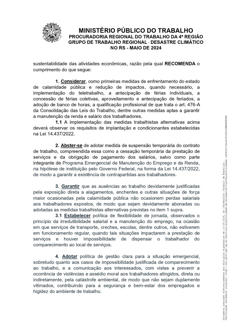 Recomendação Nº 02/2024 - GT Desastre Climático